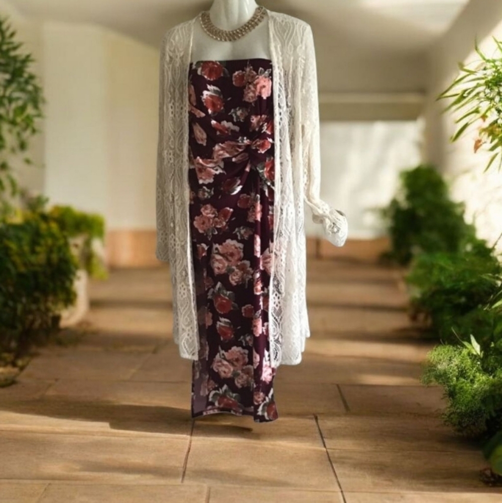 Joe B dress strapless NWT  36$ split bottom  M floral pattern beautiful …